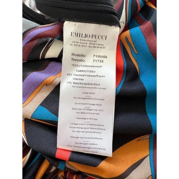 NWT EMILIO PUCCI Black Runway Bamboo Leaf Print Sheath Mini Dress Size I… - Picture 13 of 16